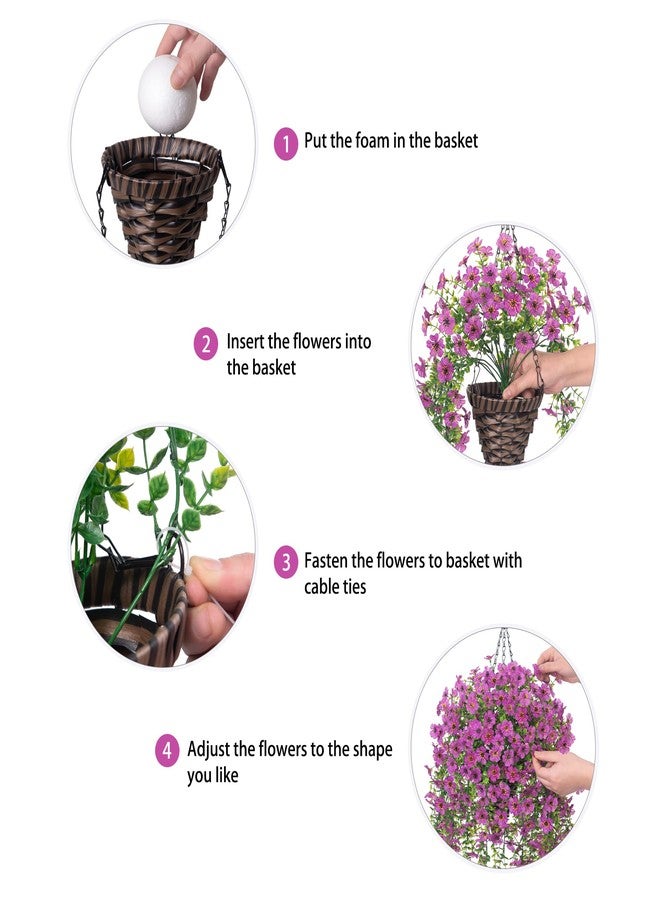 HyeFlora Artificial Hanging Flowers Basket for Outdoor, Fake Flowers Faux Plants Look Real for Yard Gardens Porch Patio Home (Purple) - Image 4